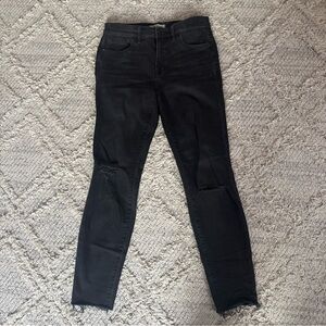 Madewell black 9” high rise skinny jeans with rips